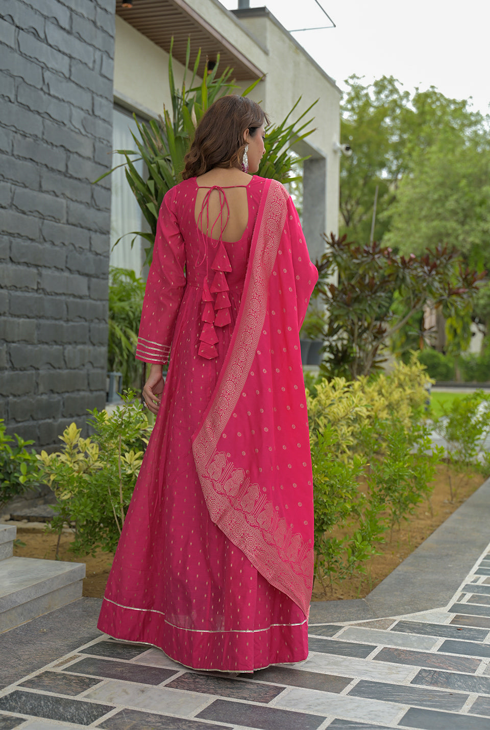 Trisha Pink Chanderi Maxi set