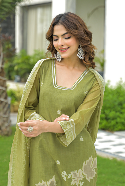 Kylie Green Cotton Suit Set