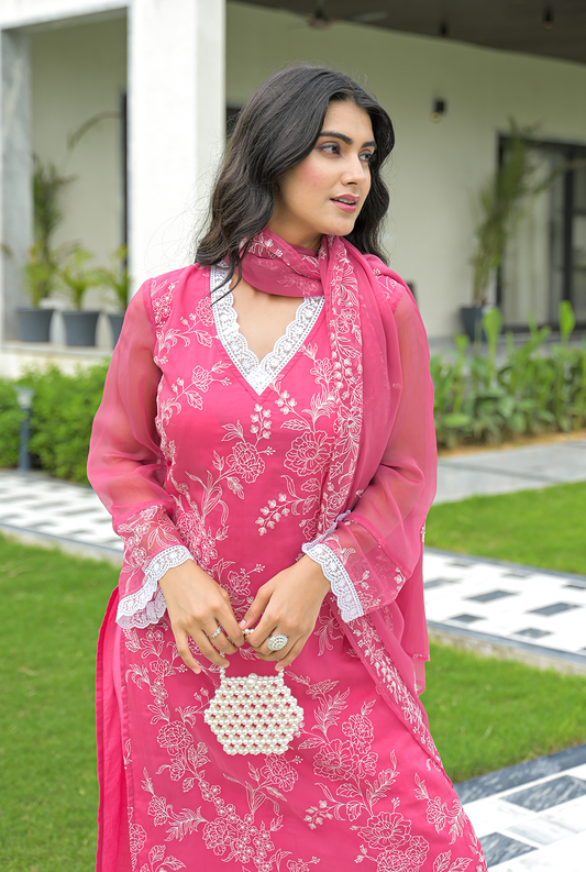 Jivika Pink Chiffon suit set
