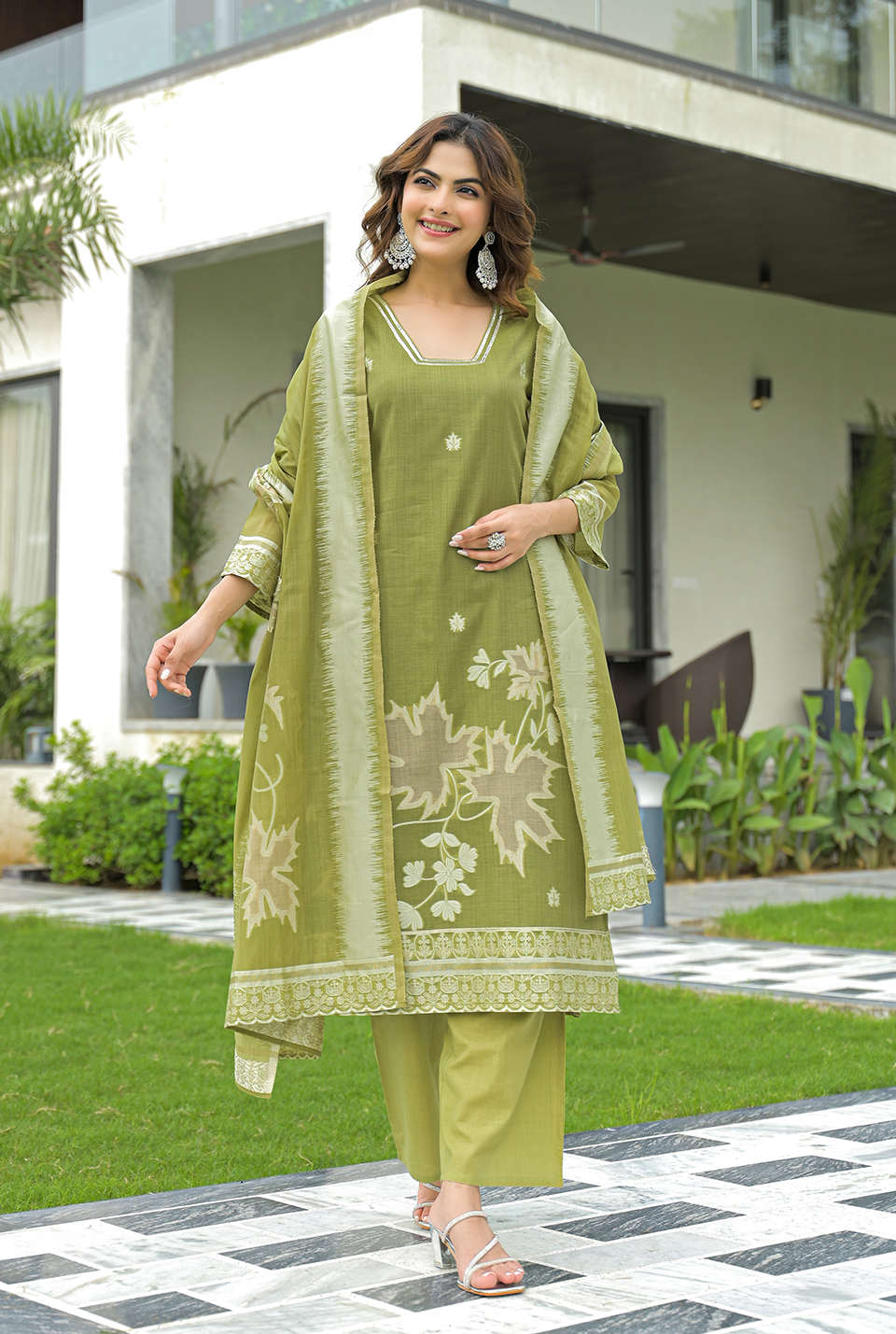 Kylie Green Cotton Suit Set