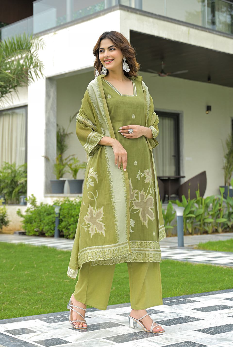 Kylie Green Cotton Suit Set