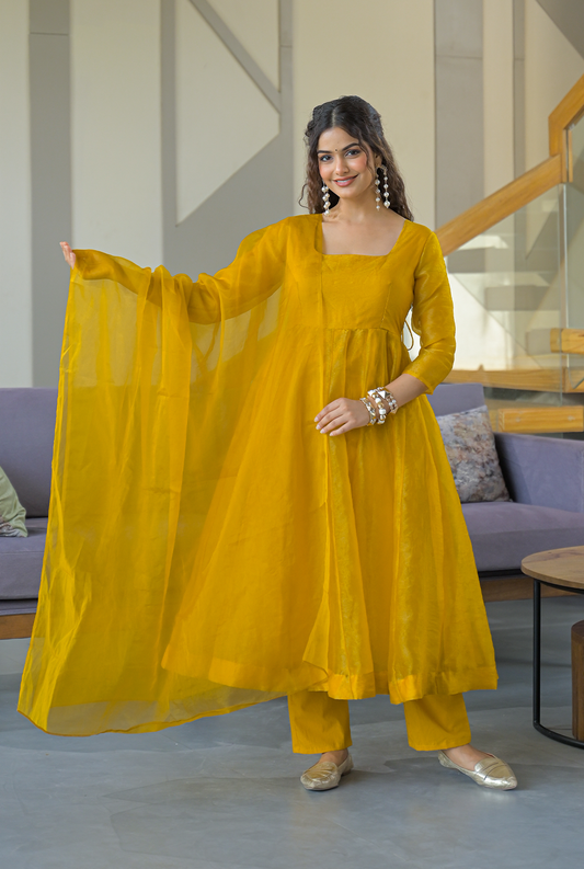 Samriddhi Yellow Organza Suit Set