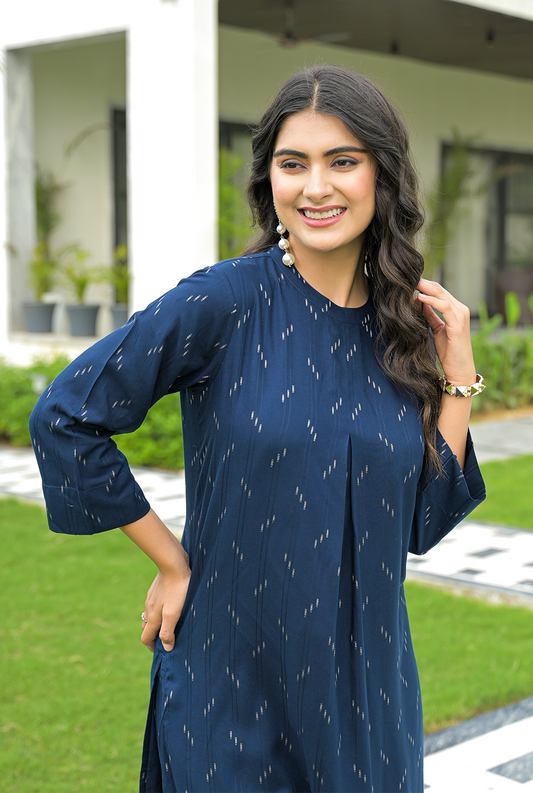 Yami Blue Cotton Kurta Set