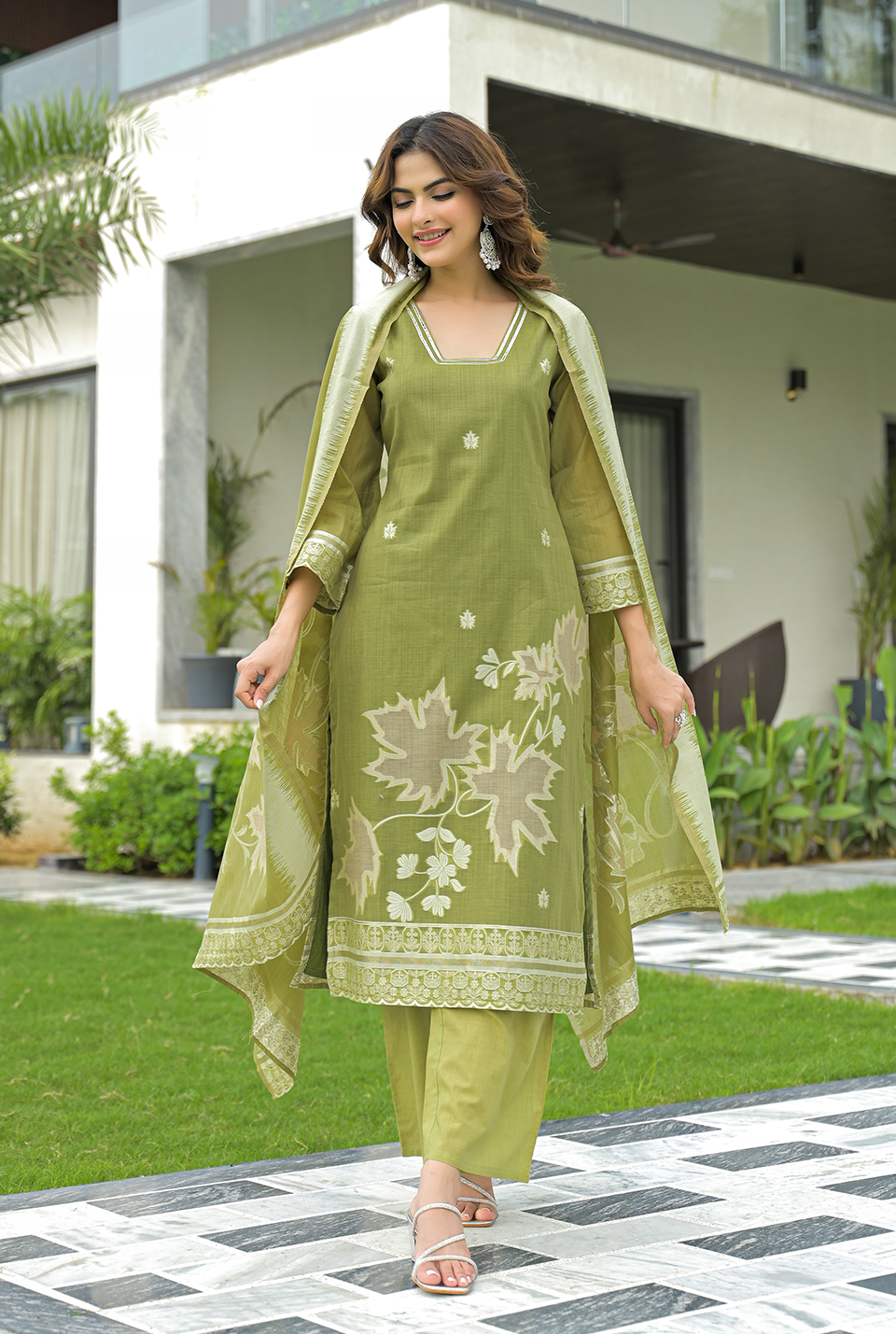 Kylie Green Cotton Suit Set