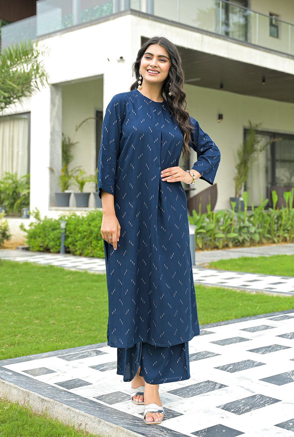 Yami Blue Cotton Kurta Set