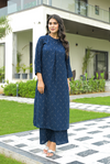 Yami Blue Cotton Kurta Set