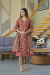 Aarohi Red Cotton Kurta Set