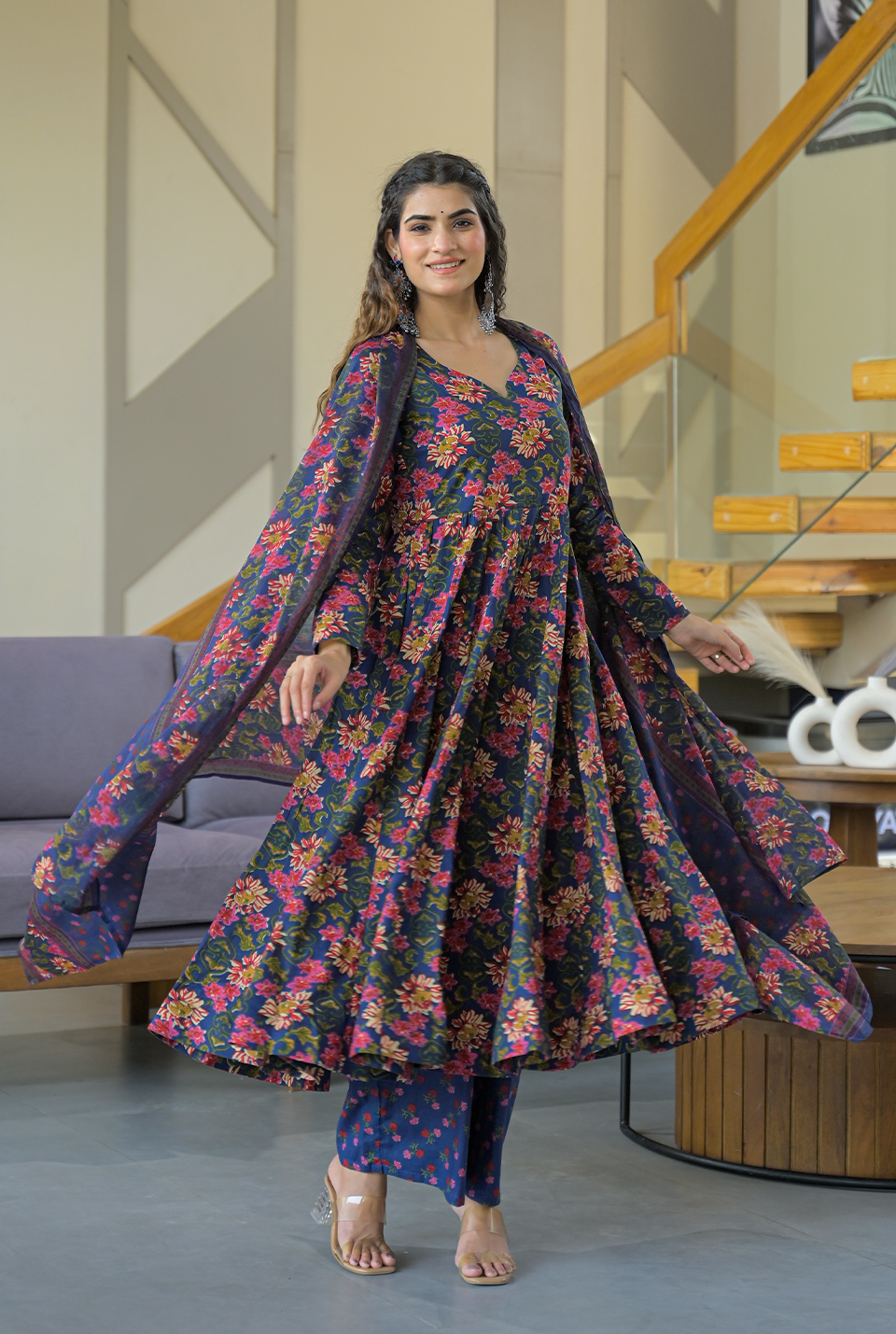 Khushi Blue floral suit set