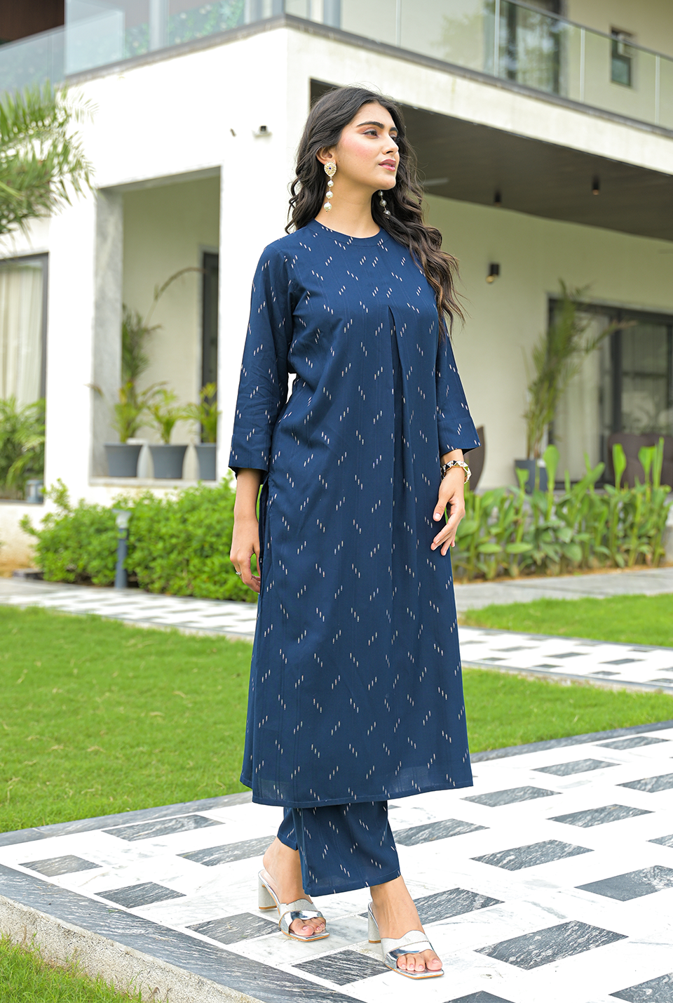 Yami Blue Cotton Kurta Set
