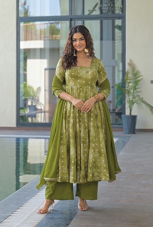 Reet Green Muslin Suit Set