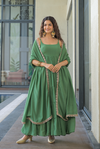 Saanjh Green Muslin Maxi Set