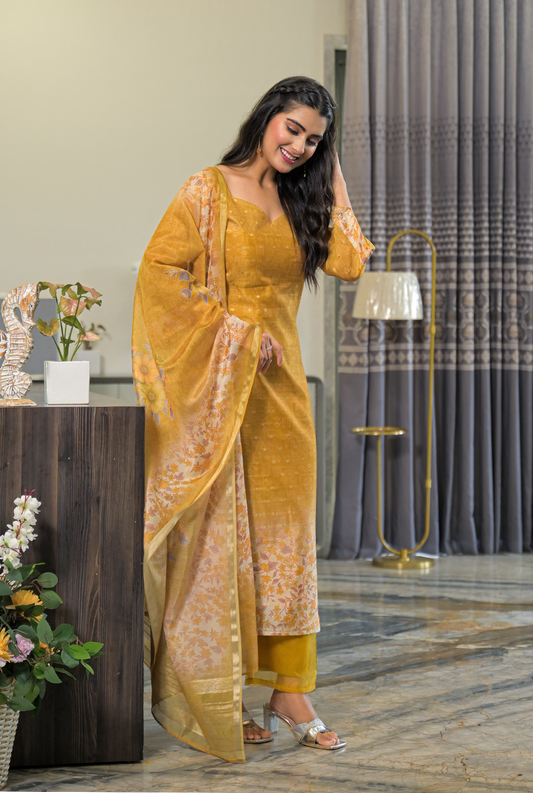 Shivaya yellow organza kurta set