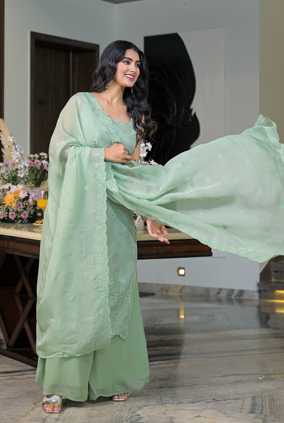 Jahnavi green suit set