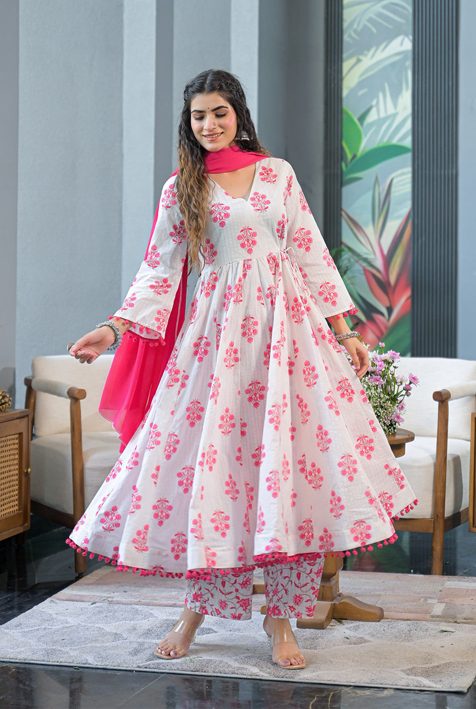 Ruhi Cotton angrakha suit set