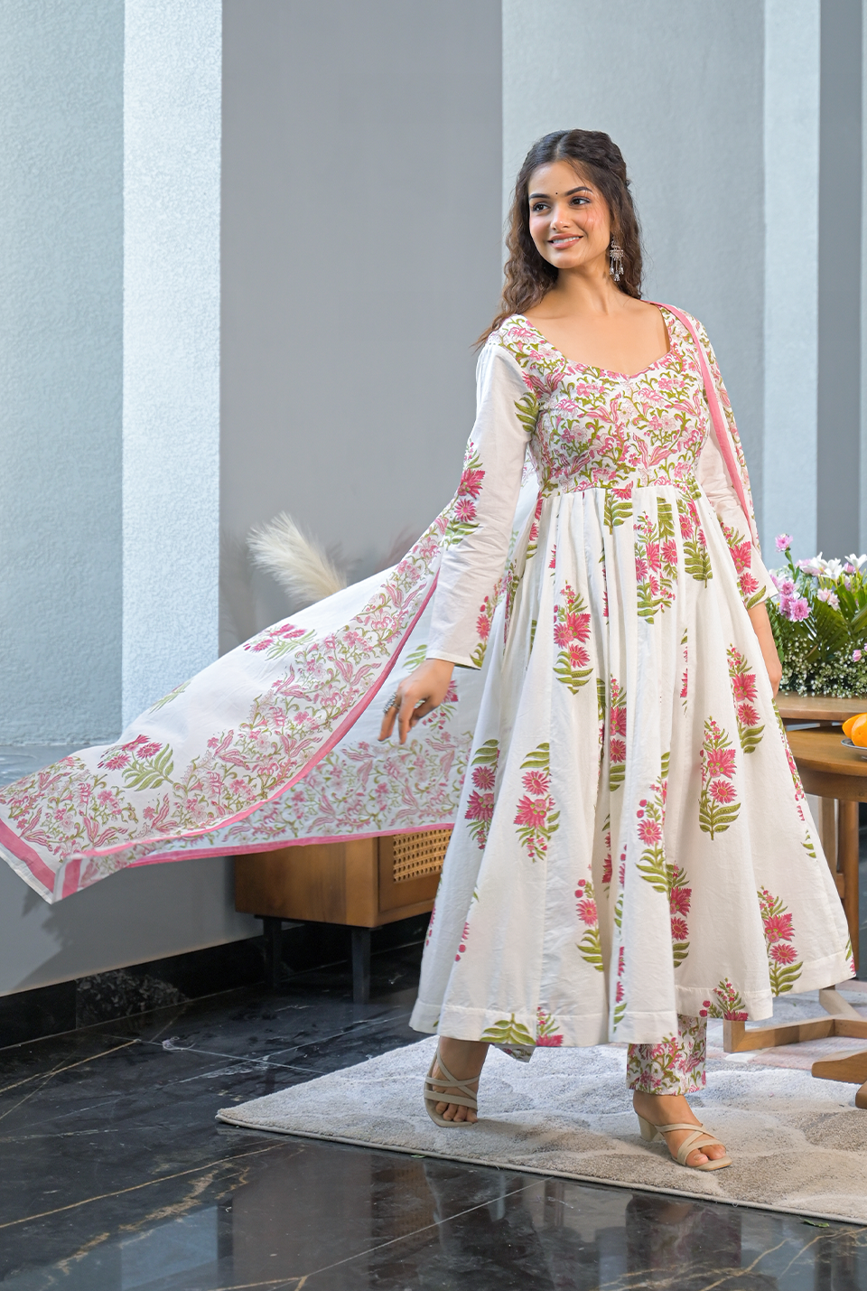 Naira block printed cotton suit set