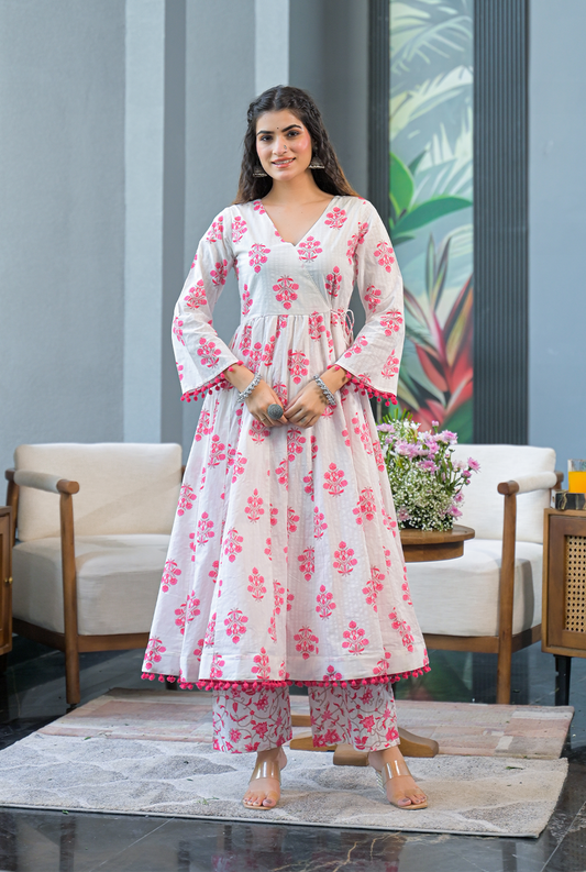 Ruhi Cotton angrakha suit set