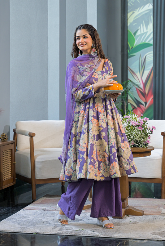 lavender floral suit set