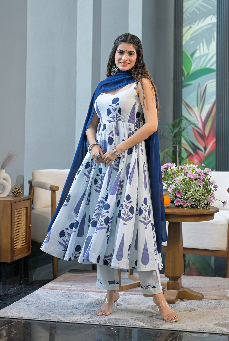 Shreya blue cotton suit set