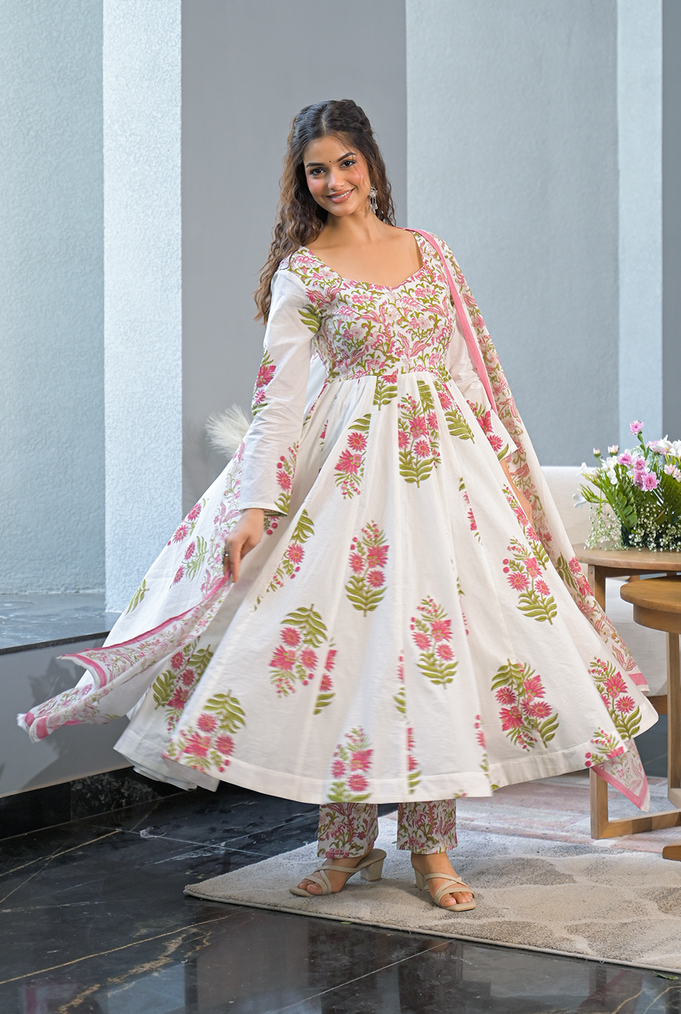 Naira block printed cotton suit set