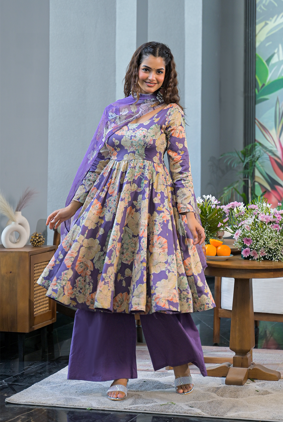 lavender floral suit set