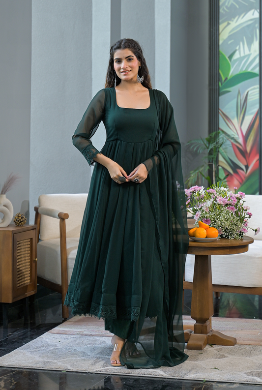 Saisha green georgette suit set