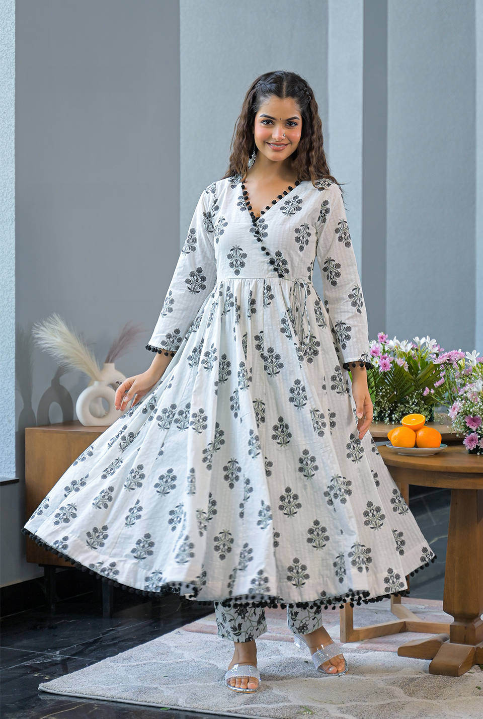 Gargi white angrakha suit set