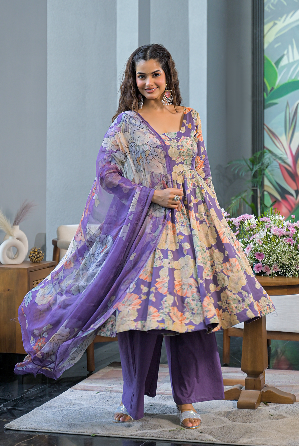 lavender floral suit set