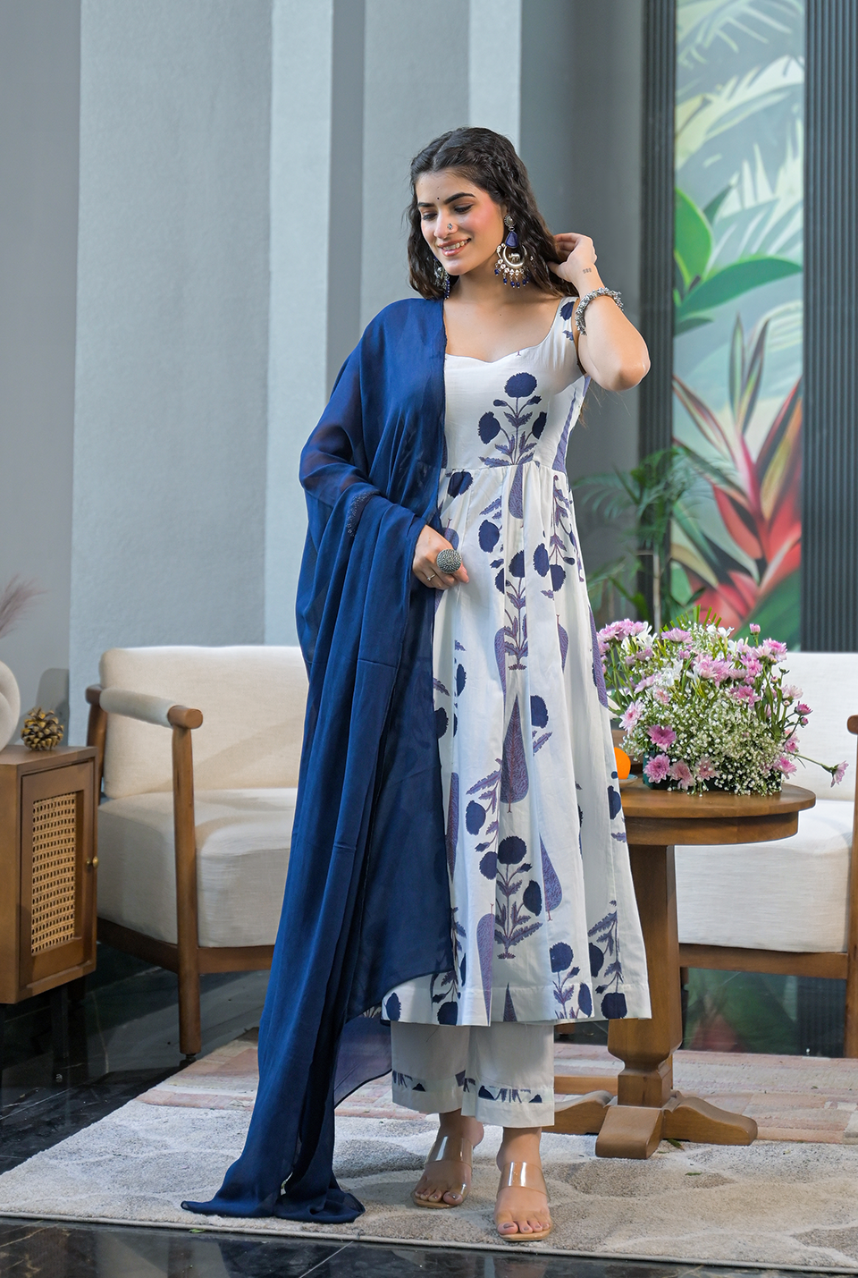 Shreya blue cotton suit set