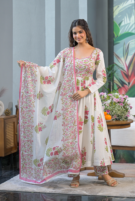 Naira block printed cotton suit set