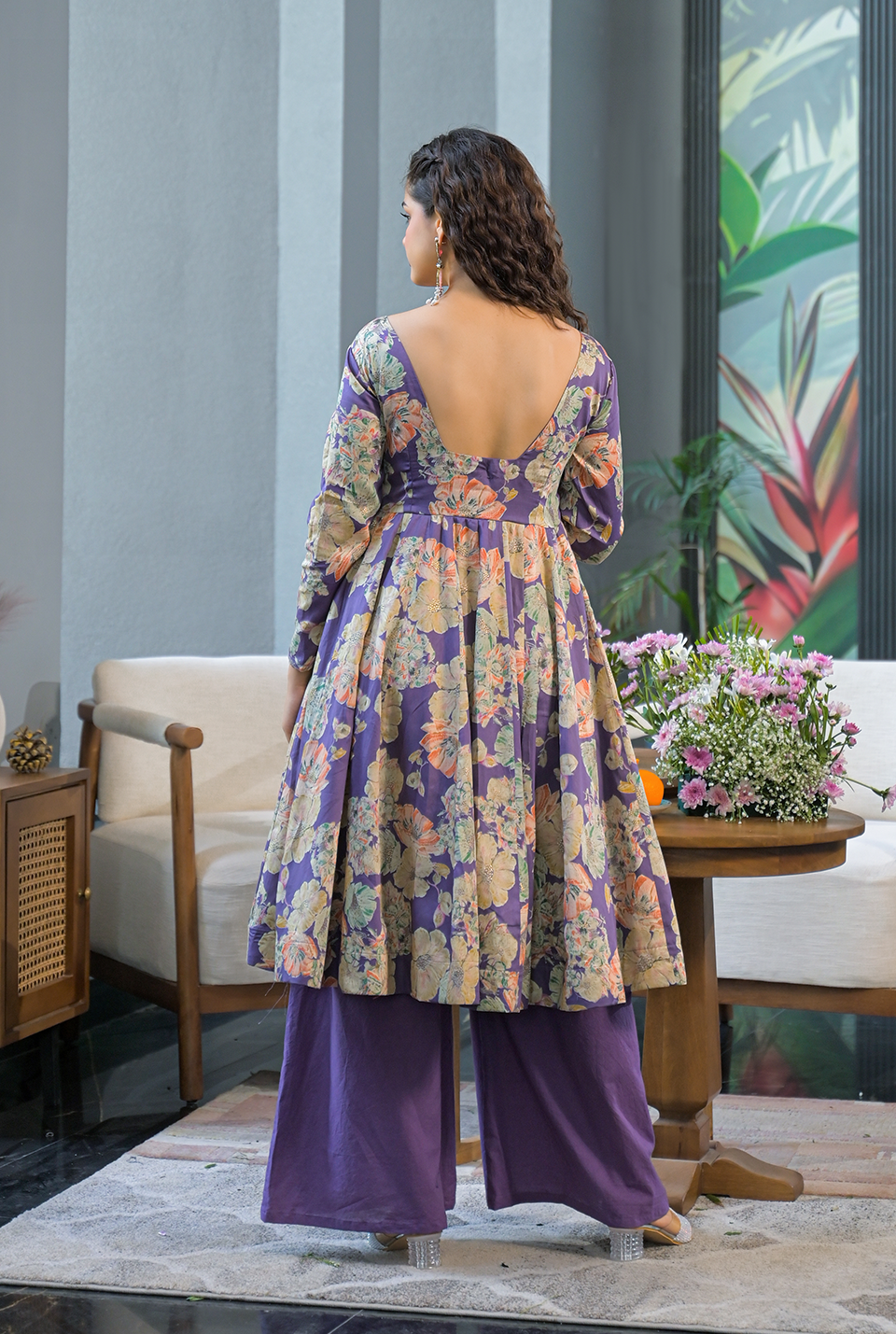 lavender floral suit set