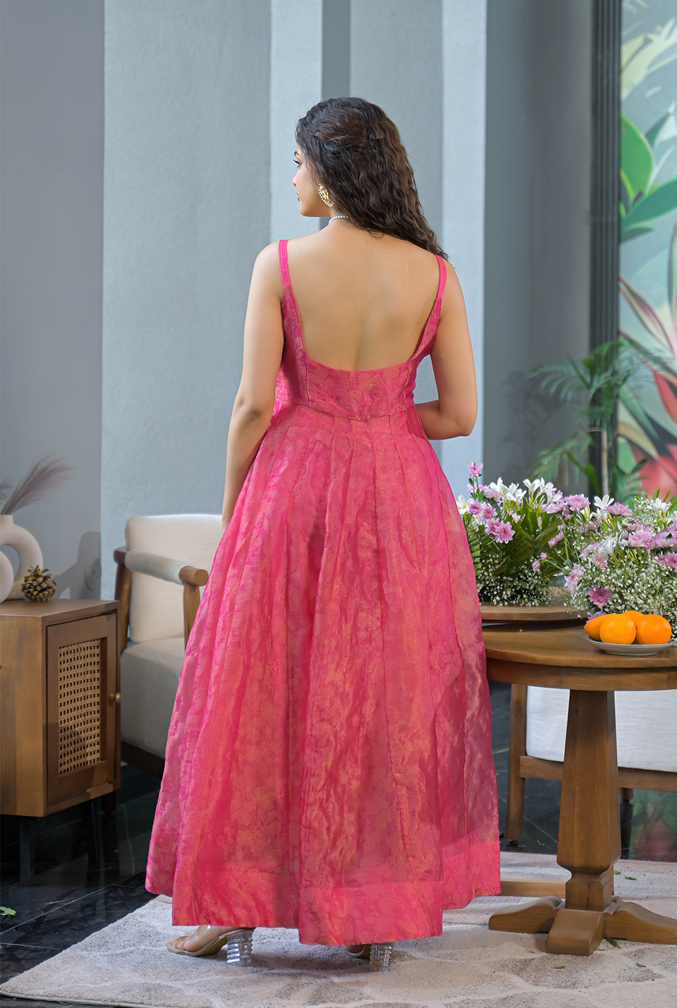 Gulnaar pink organza Gown