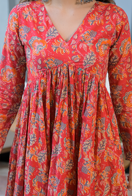 Nimrat red cotton suit set