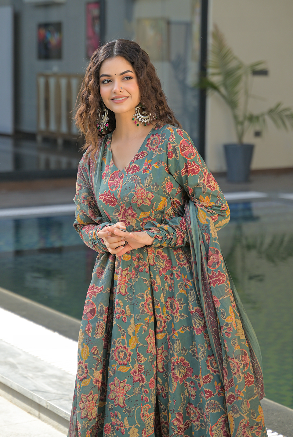 Kalki green cotton suit set