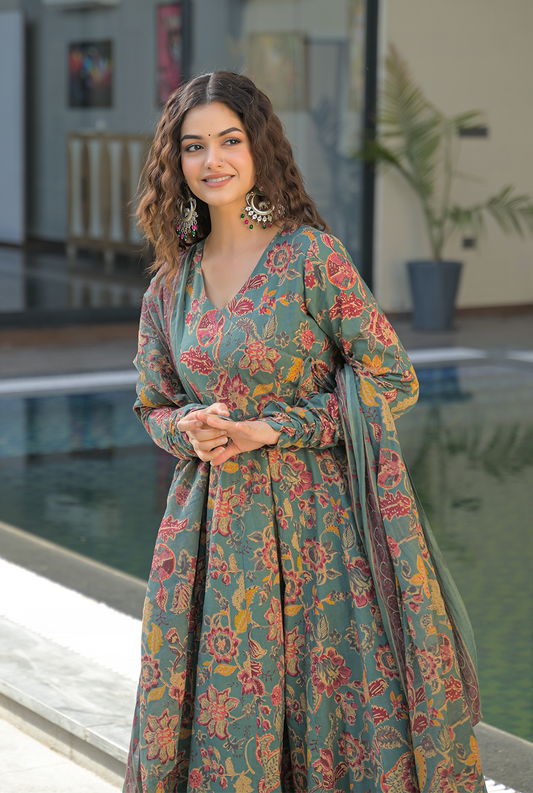 Kalki green cotton suit set