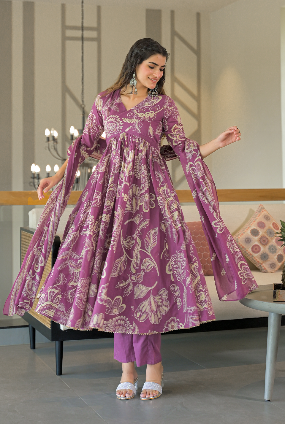 Ishani purple cotton suit set