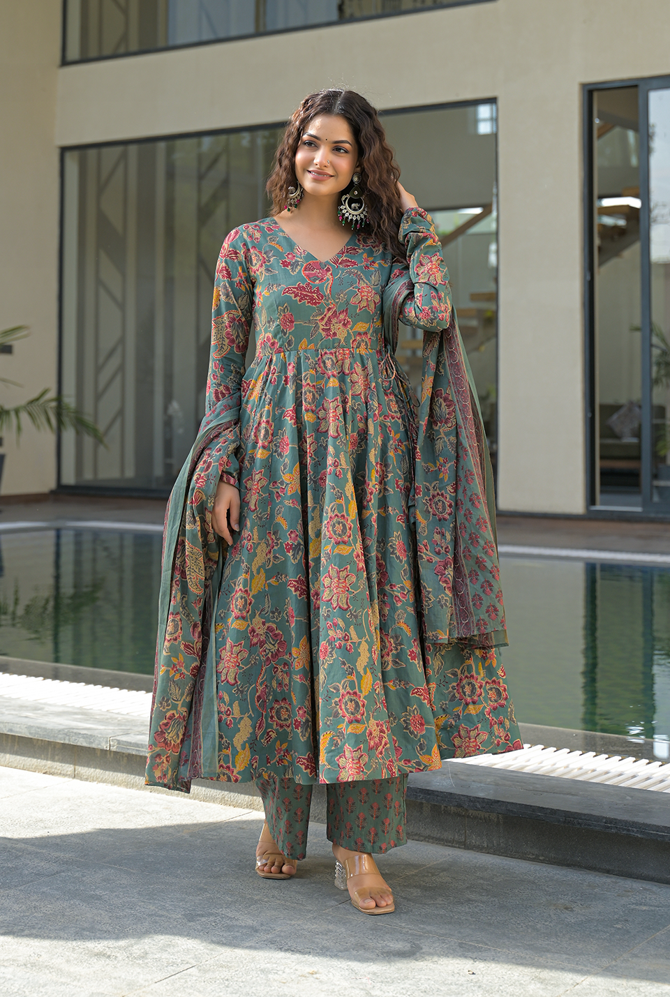 Kalki green cotton suit set