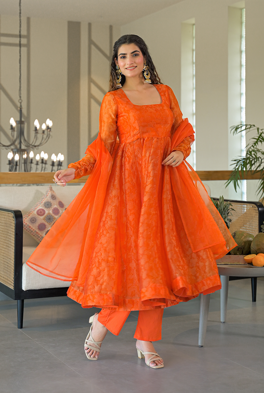 Samantha orange organza suit set
