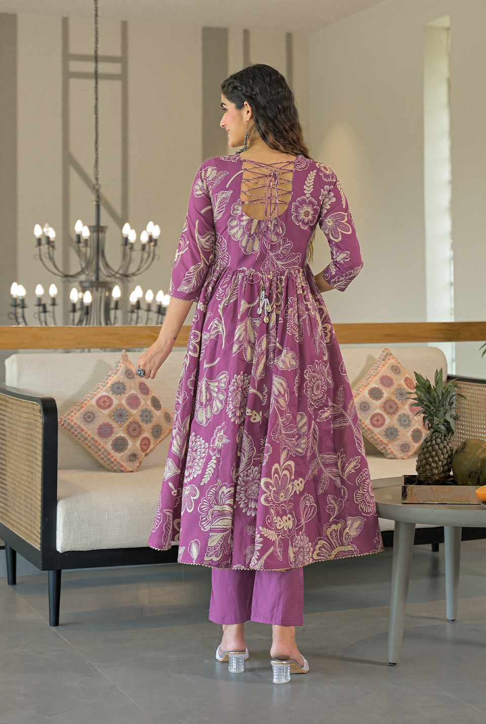 Ishani purple cotton suit set
