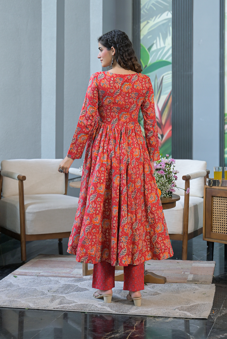 Nimrat red cotton suit set