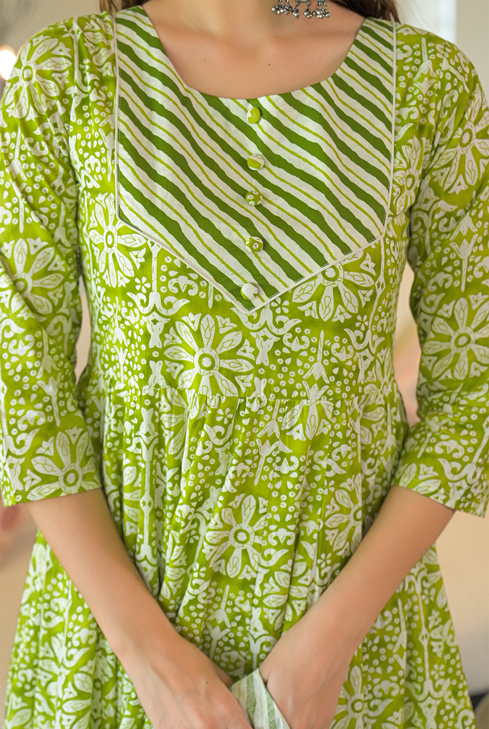 Ganga green cotton suit set