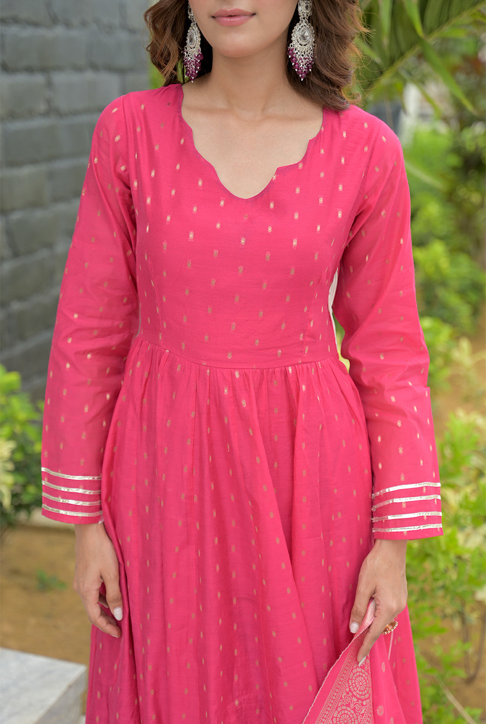 Trisha Pink Chanderi Maxi set