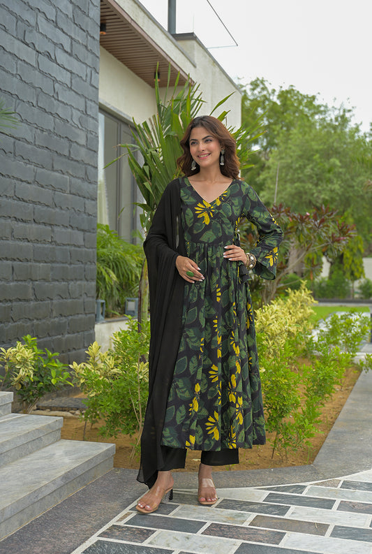 Nilima black cotton suit set