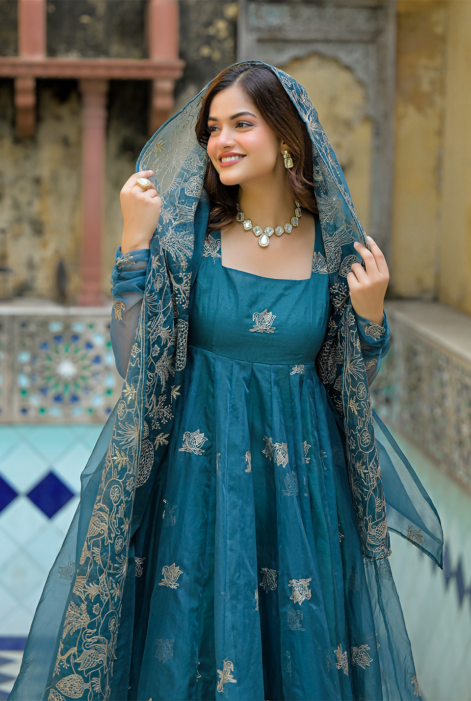 Ethereal Sage Organza Suit Set