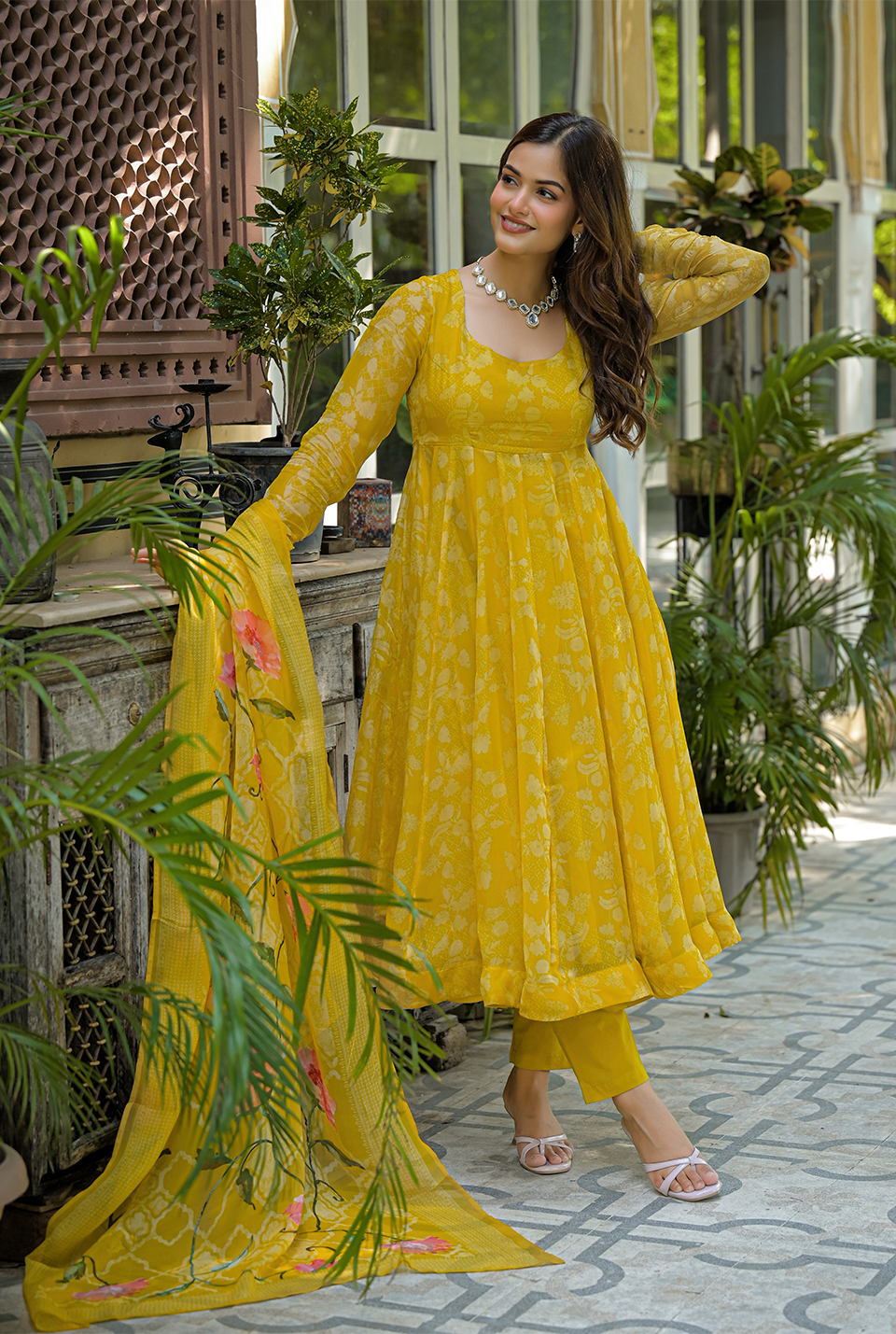 Kanisha yellow organza Suit set