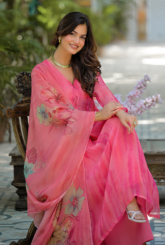 Lotus Pink organza Nyra Cut Set