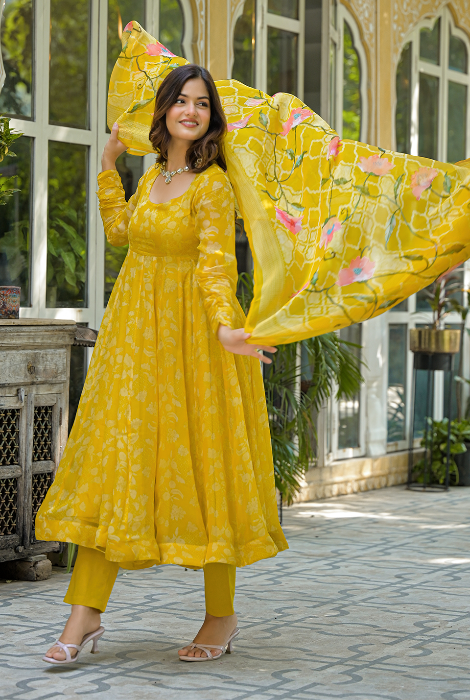 Kanisha yellow organza Suit set