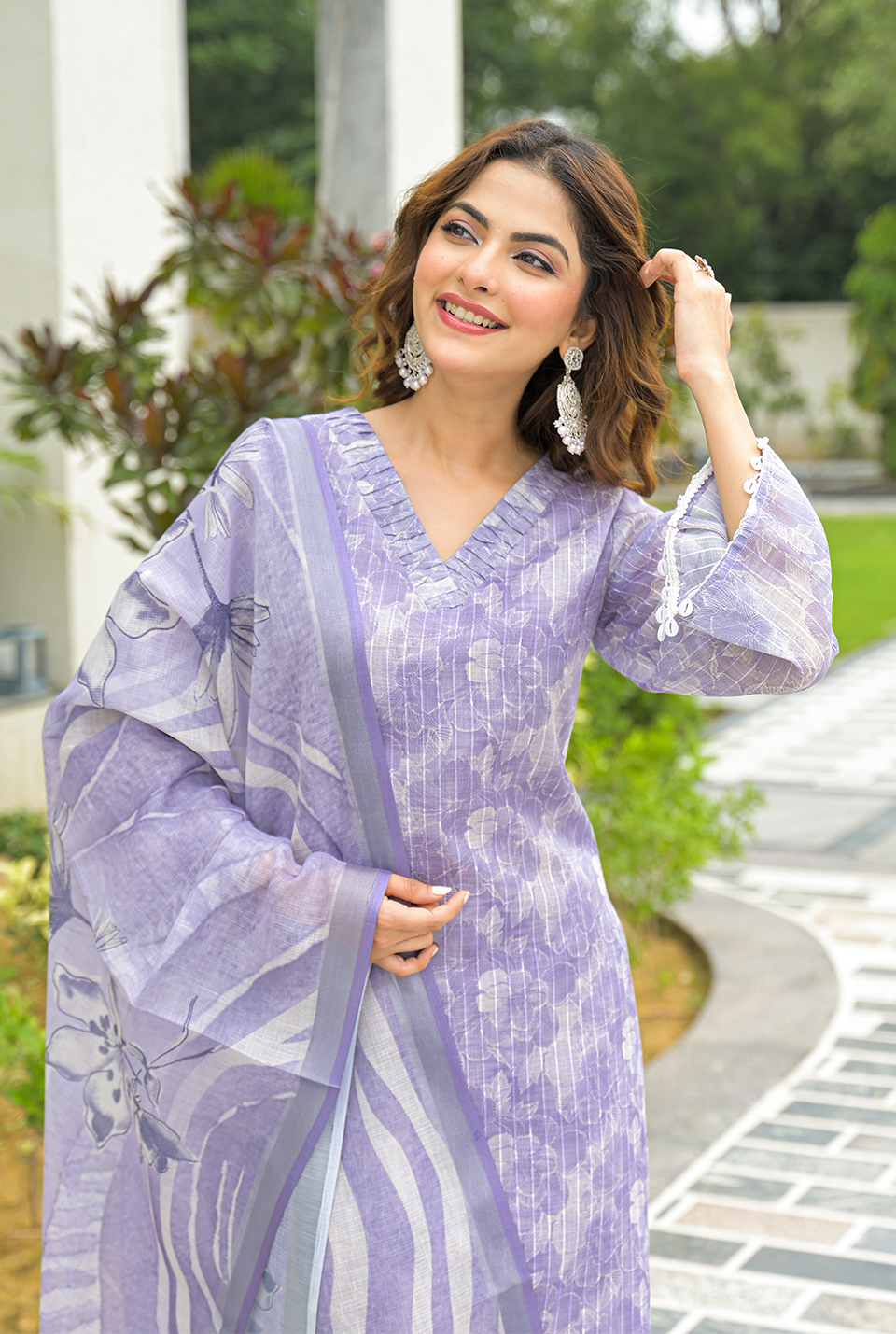 Violet Floral Kurta Set