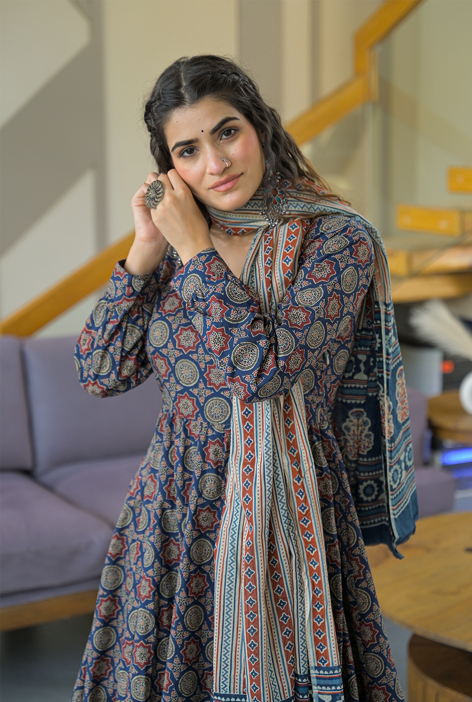 VEDIKA BLUE COTTON SUIT SET