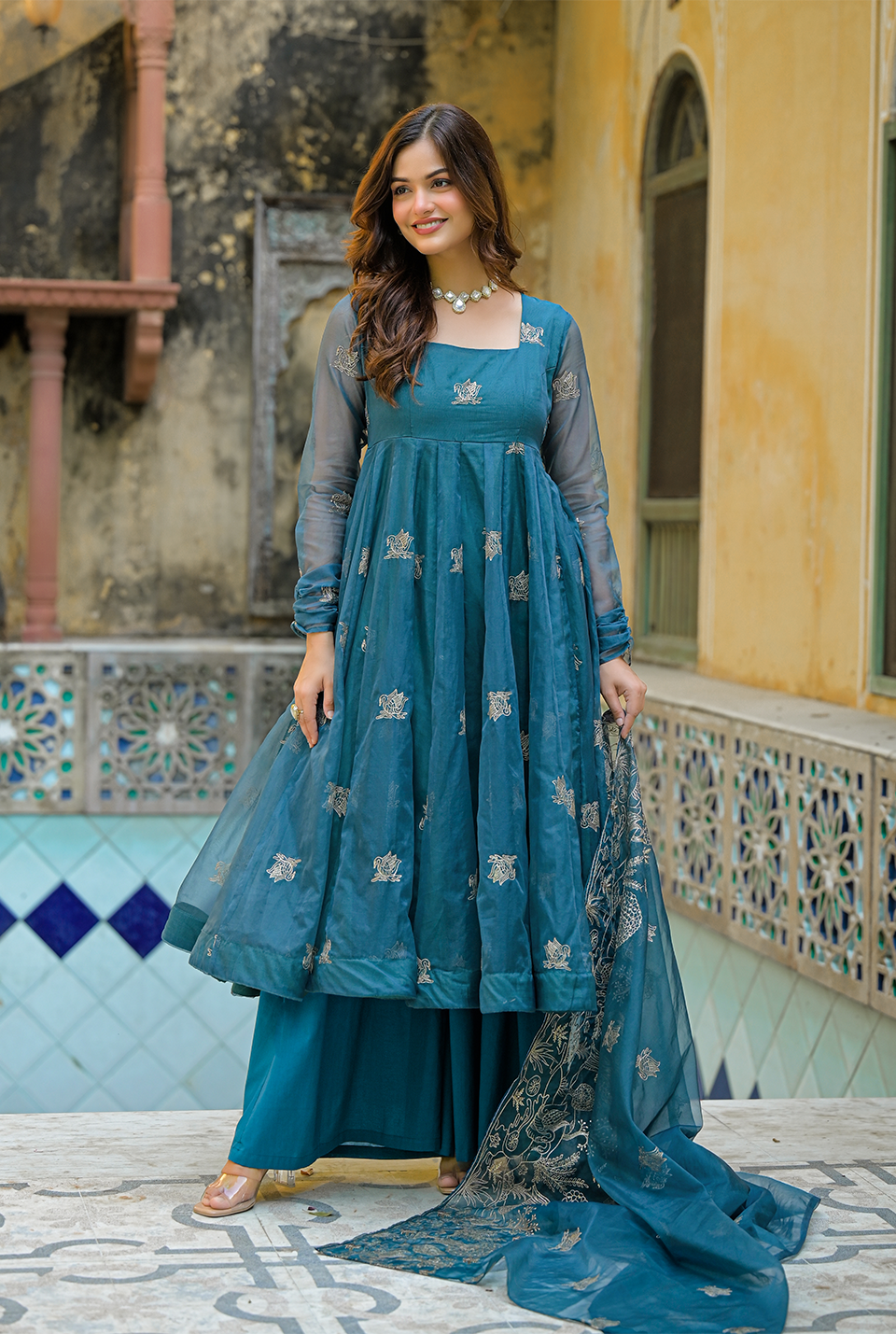 Ethereal Sage Organza Suit Set