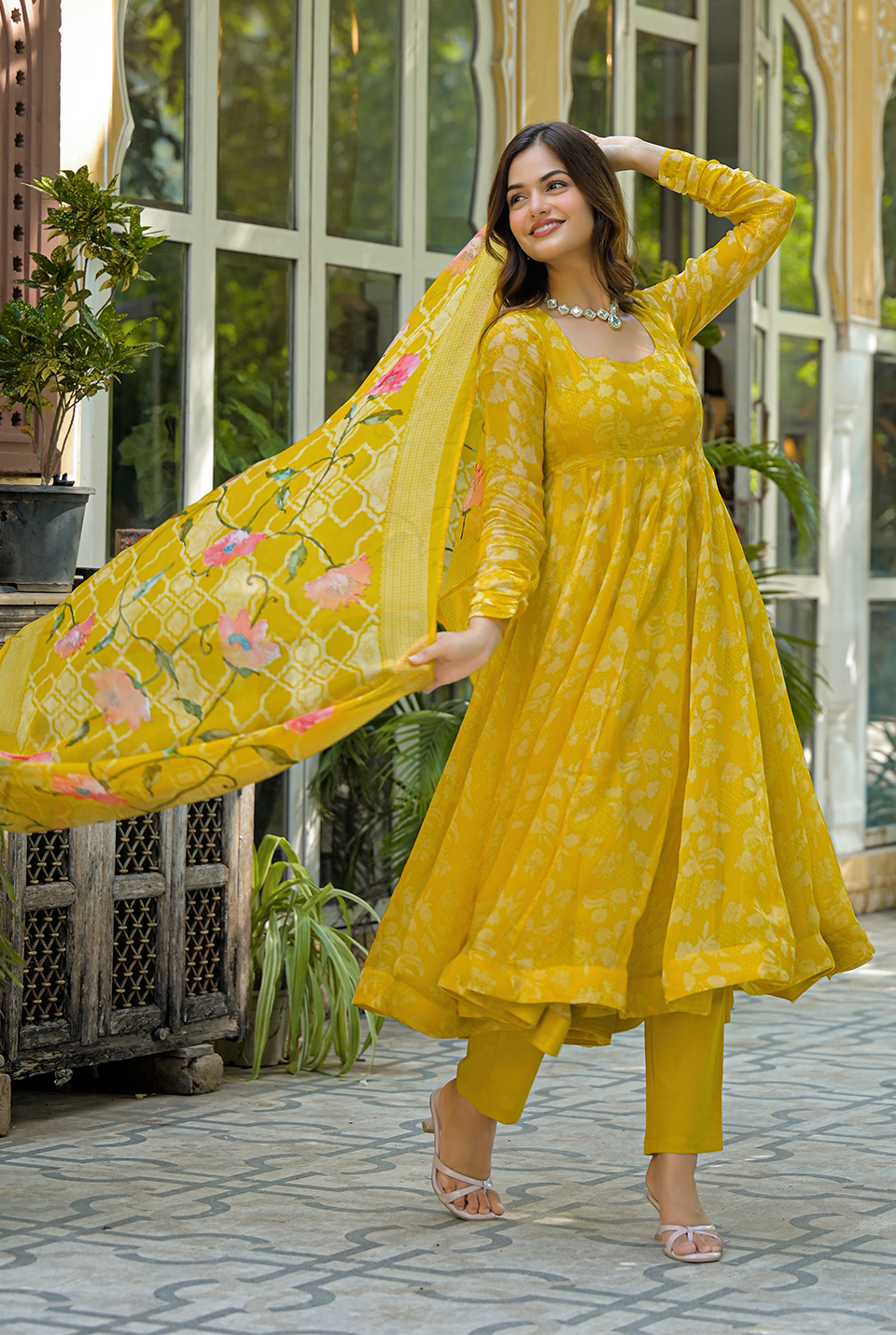 Kanisha yellow organza Suit set